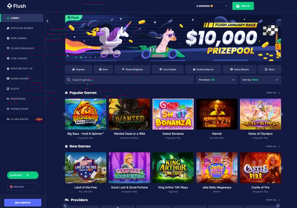 Flush is a highly rated crypto casino for players around the world