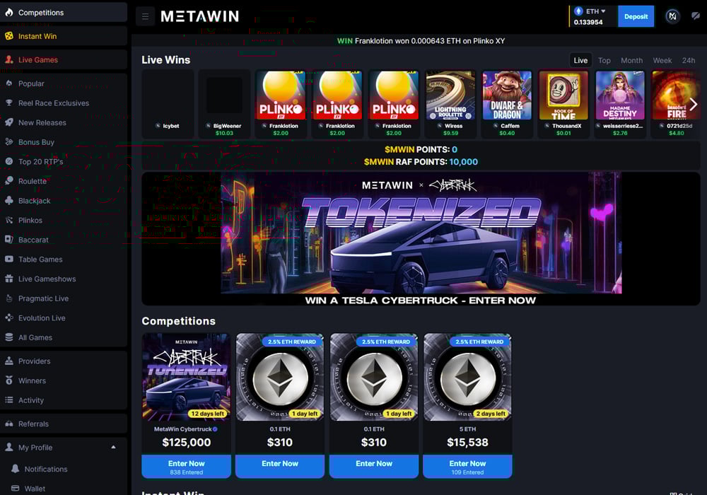 MetaWins is a top crypto-native casino