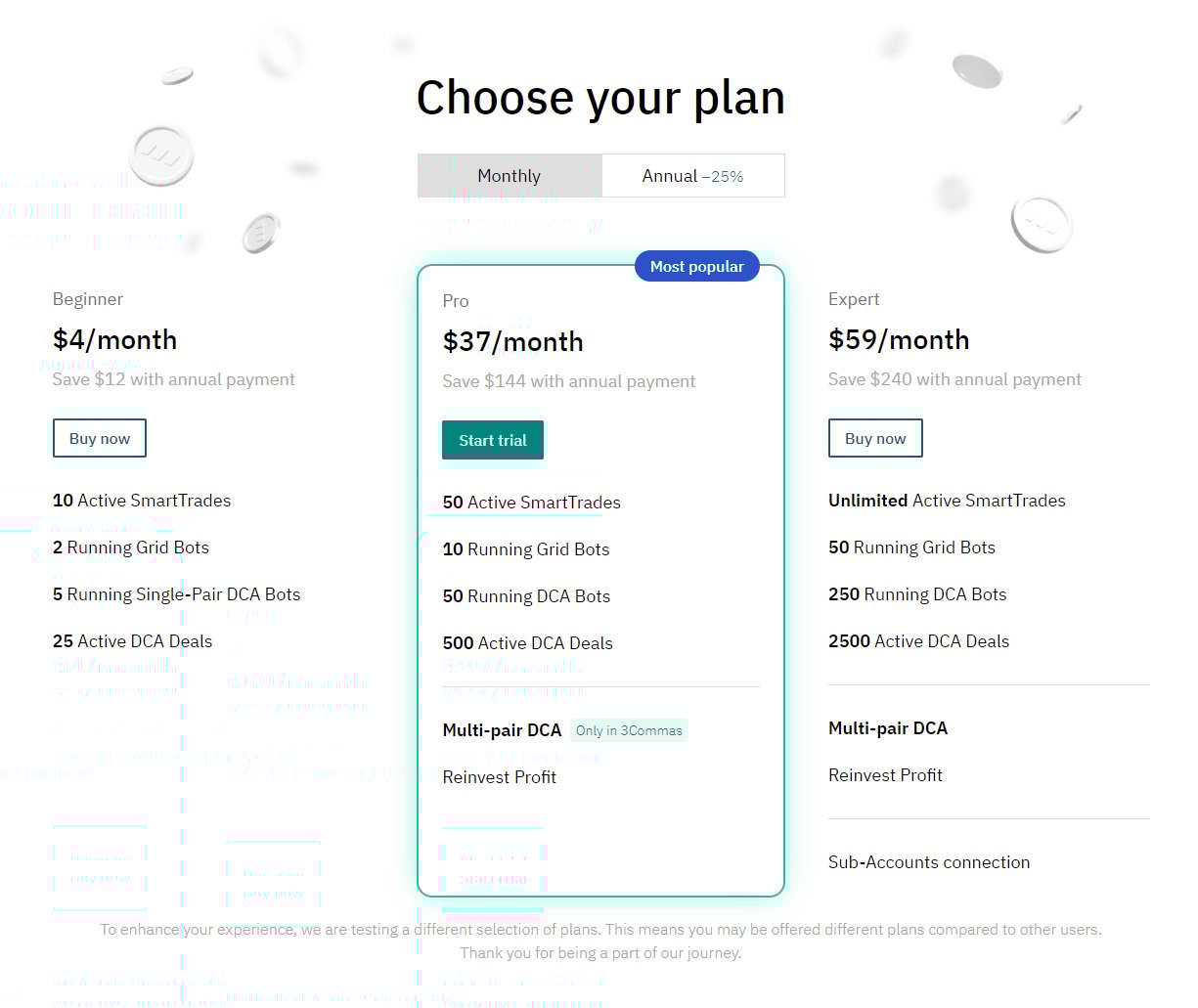 3commas Pricing Plans