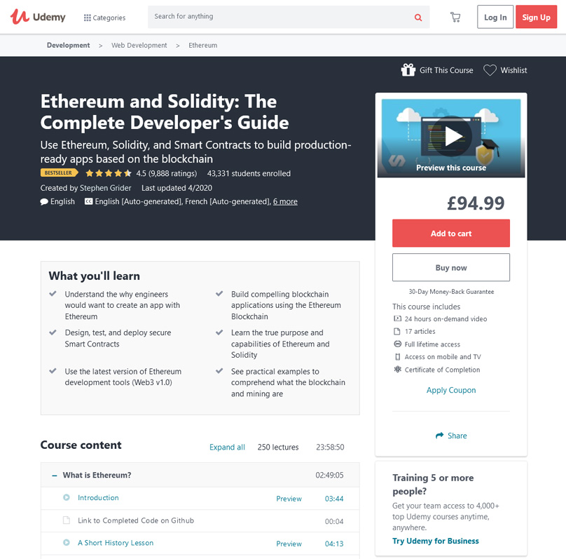 Ethereum and Solidity: The Complete Developer's Guide